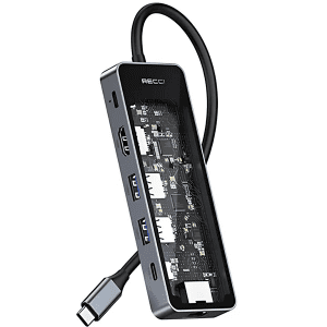 هاب 6 پورت رسی مدل RH17 – تایپ سی به Type-C, HDMI, USB3.0, RJ45