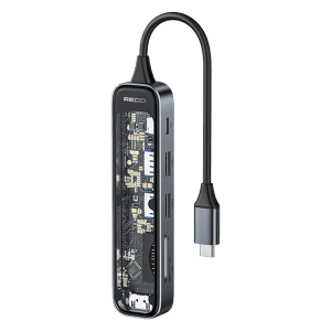 هاب 6 پورت رسی مدل RH21 – تایپ سی به Type-C, HDMI, USB3.0, SD