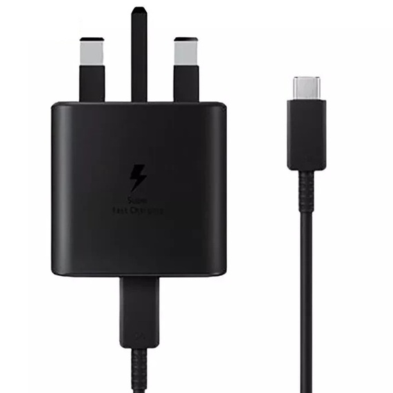 شارژر سامسونگ 45 وات 3 پین مدل EP-TA845 به همراه کابل تبدیل USB-C (های کپی)