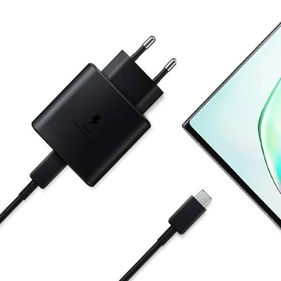 شارژر سامسونگ 45 وات 2 پین مدل EP-TA845 به همراه کابل تبدیل USB-C (های کپی)