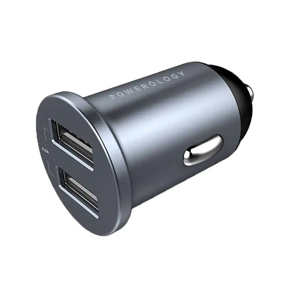 شارژر فندکی دو پورت 24 وات پاورولوژی مدل PCCSR001