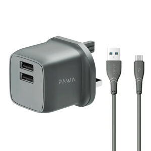 شارژر دیواری 12 وات پاوا مدل Pocketmini Dual USB همراه کابل MicroUSB