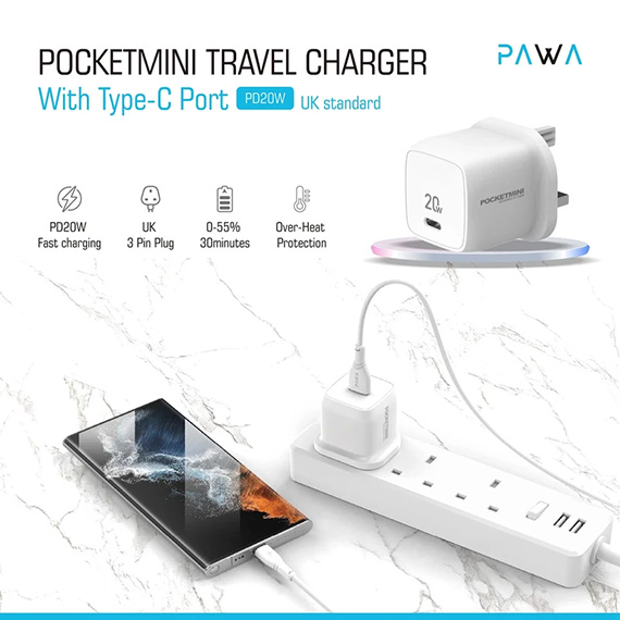 شارژر دیواری 20 وات پاوا مدل Pocketmini