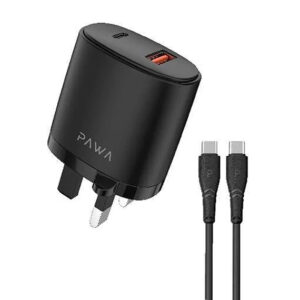 شارژر دیواری 38 وات پاوا مدل Solid Travel Charger Dual همراه کابل Type-C