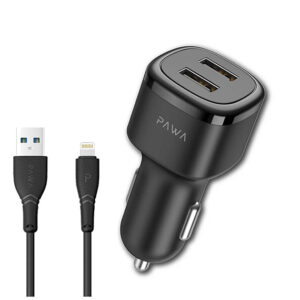 شارژر فندکی پاوا مدل PW-24AICCL همراه کابل Lightning