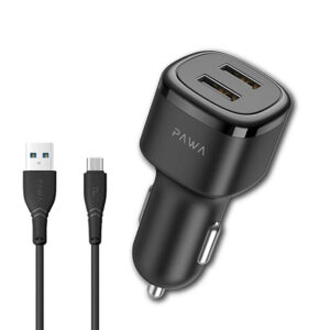 شارژر فندکی پاوا مدل PW-24AICCM همراه کابل MicroUSB