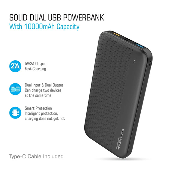 پاوربانک 10000 میلی آمپر پاوا مدل Solid Dual
