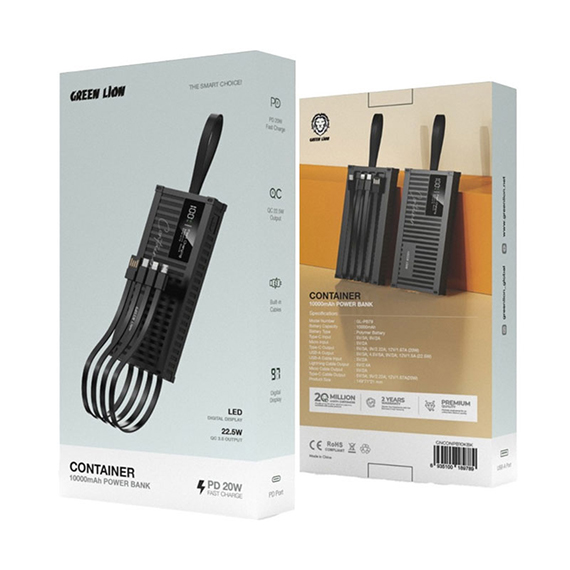 پاوربانک 10000 میلی آمپر گرین لاین مدل GNCONPB10K