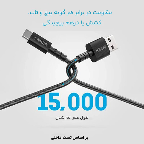 کابل USB به USB-C انکر مدل Powerline Select Plus A8023 طول 2 متر