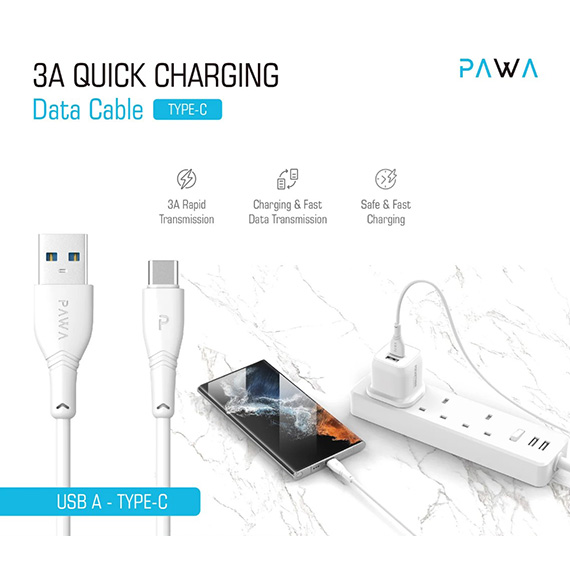 کابل USB به USB-C پاوا Quick Charging 3A طول 1.2 متر