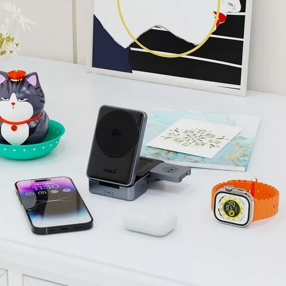 شارژر وایرلس مگنتی 3 کاره هیسکا مدل HR-15