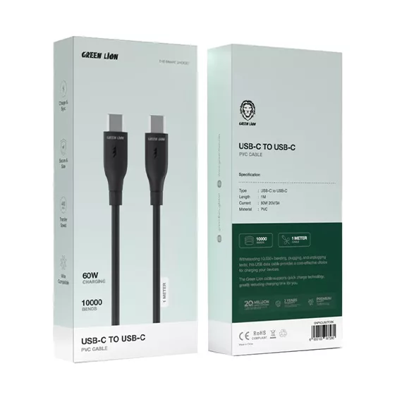 کابل USB-C به USB-C گرین لاین مدل GNPVCUSCTC طول 1 متر