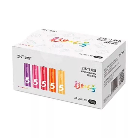 پک 40 تایی باتری رنگین کمانی قلمی شیائومی مدل ZI5 LR06