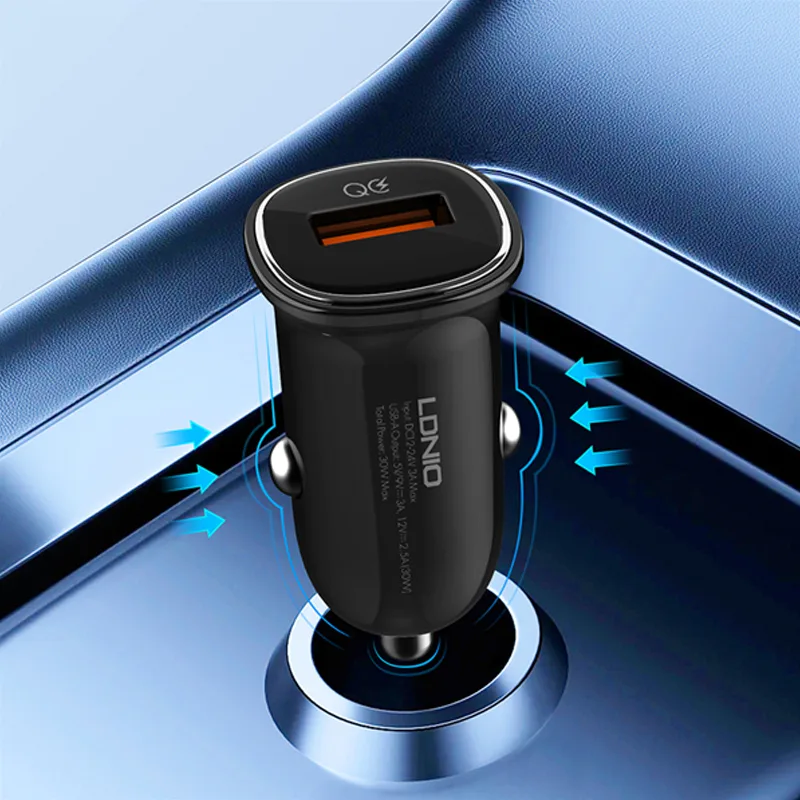 شارژر فندکی 30 وات الدینیو مدل C105 به همراه کابل USB-C