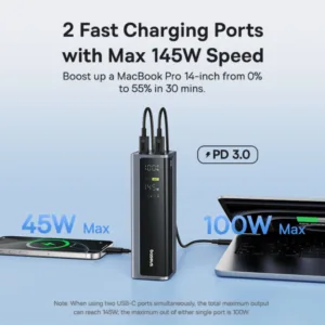 پاوربانک بیسوس مدل EnterGeek GP12 145w ظرفیت 20800 میلی آمپر ساعت