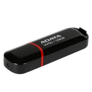 فلش مموری ای دیتا مدل UV150 ظرفیت 128 گیگابایت با رابط USB 3.2 Gen1 و پشتیبانی از انواع سیستمعامل، طراحی درپوشدار و سازگار با کامپیوتر، لپتاپ، موبایل و تلویزیون