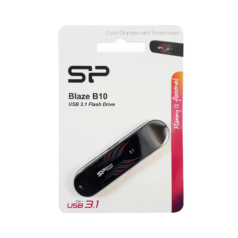 فلش مموری 256 گیگابایت سیلیکون پاور مدل Blaze B10 با مقاومت در برابر گرد و غبار و تغییر رنگ خطوط بدنه در دمای بالاتر از 31 درجه، سازگار با USB 3.0، 2.0 و 1.1