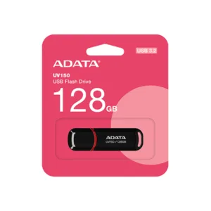 فلش مموری ای دیتا مدل UV150 ظرفیت 128 گیگابایت با رابط USB 3.2 Gen1 و پشتیبانی از انواع سیستمعامل، طراحی درپوشدار و سازگار با کامپیوتر، لپتاپ، موبایل و تلویزیون