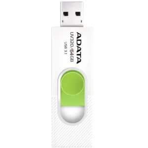 فلشمموری کشویی ای دیتا مدل UV320 ظرفیت 64 گیگابایت با رابط USB 3.2 Gen1 سرعت انتقال تا 10 گیگابیت بر ثانیه و سازگار با ویندوز، مک، لینوکس، گوشی و تلویزیون